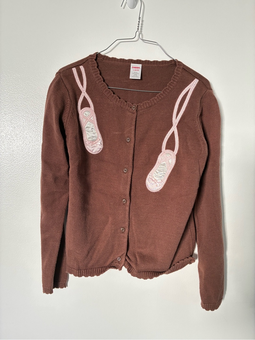 Gymboree Brown Cardigan with Pink Ballet Appliqués